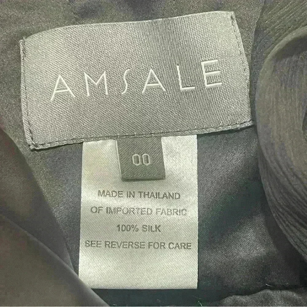 Amsale Women’s Maxi Dress 100% Silk Crinkle Halter Chiffon Gray Size 00 Party - Picture 10 of 13